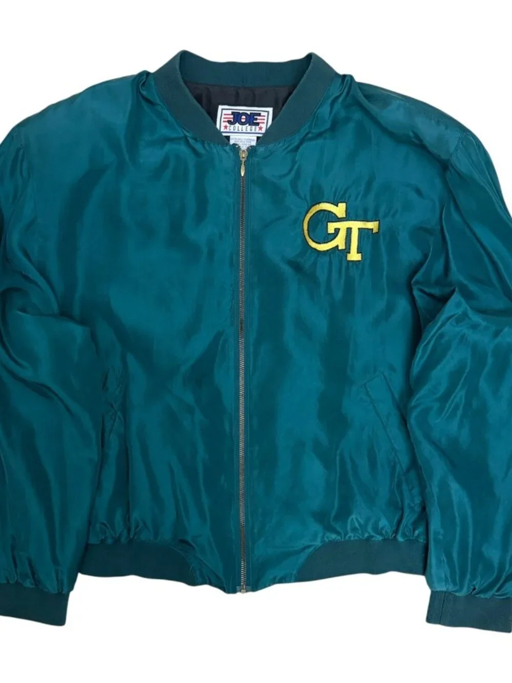 RARE 80s SILK GEORGIA TECH NCAA College Sukajan Bomber Jacket Mens Large